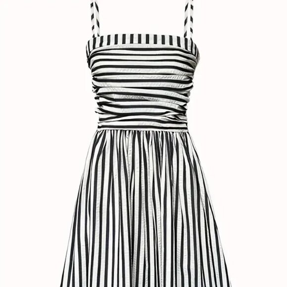 Striped Black & White Maxi Dress - Picture 2 of 5